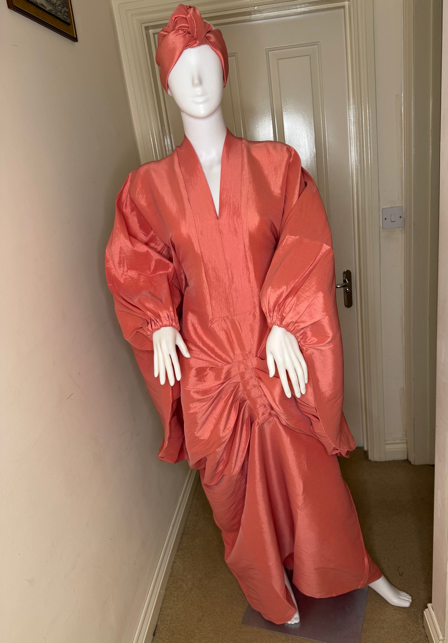 Amina Raw Silk Boubou Kaftan with Headwrap