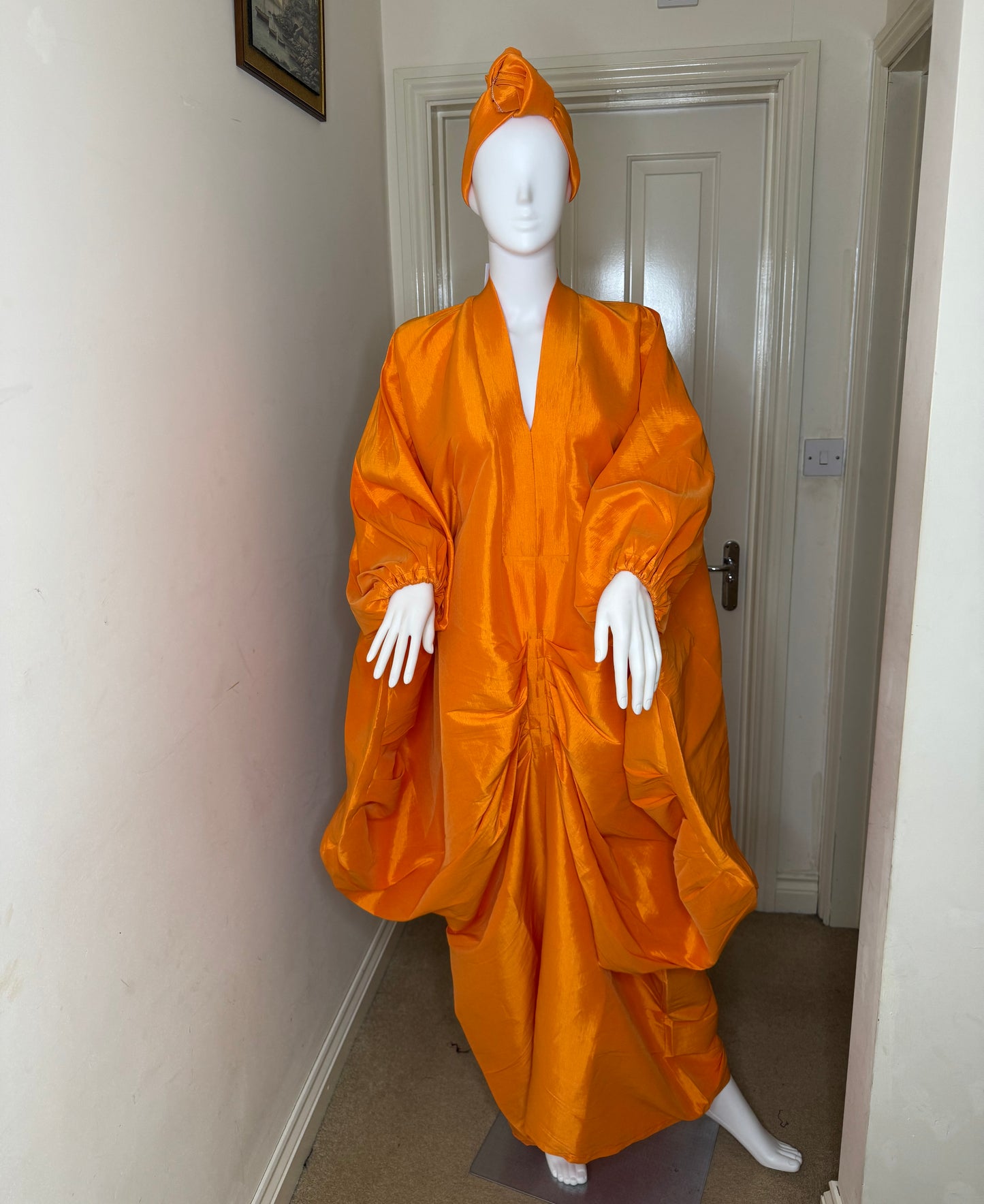 Amina Raw Silk Boubou Kaftan with Headwrap