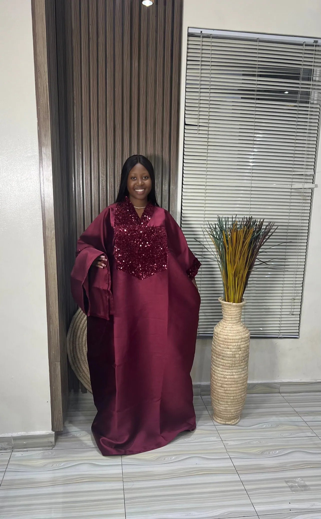 Rich Aunty Luxe – Sequin Mikado Bubu Dress – Glamorous African Gown