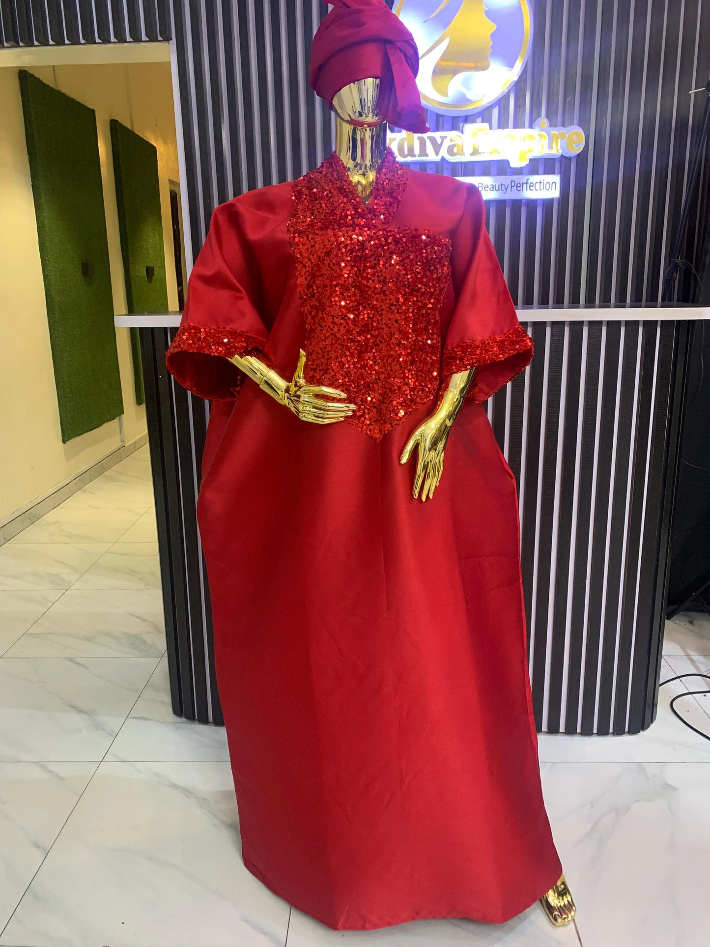 Rich Aunty Luxe – Sequin Mikado Bubu Dress – Glamorous African Gown