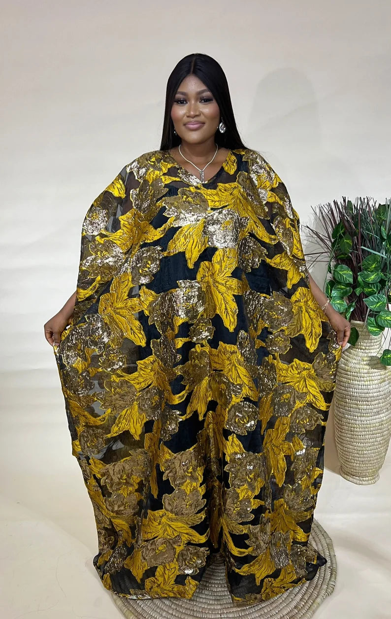 Rich Aunty – Organza Brocade Boubou Dress – Luxury African Kaftan – NIKDIVA FASHION