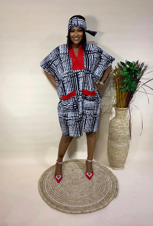Shelly – Ankara & Asooke Short Bubu Dress