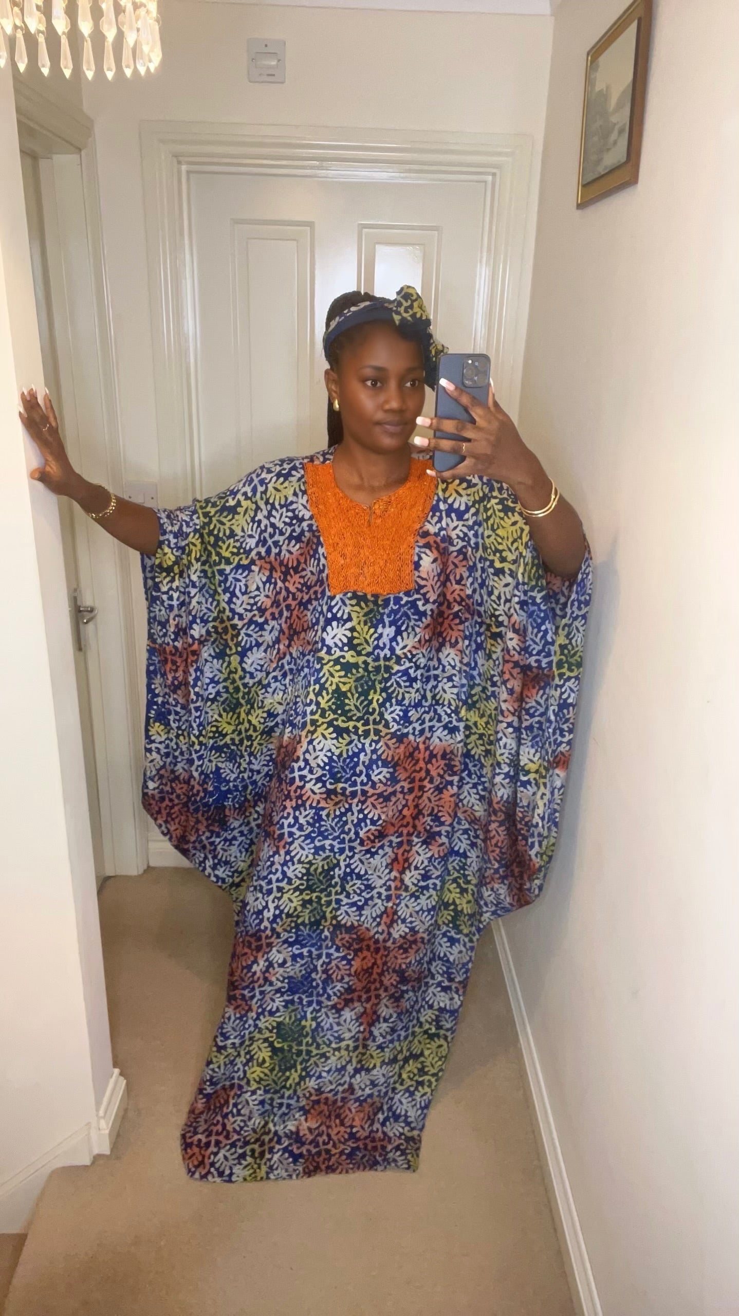 Asake – Adire Beaded Bubu Dress