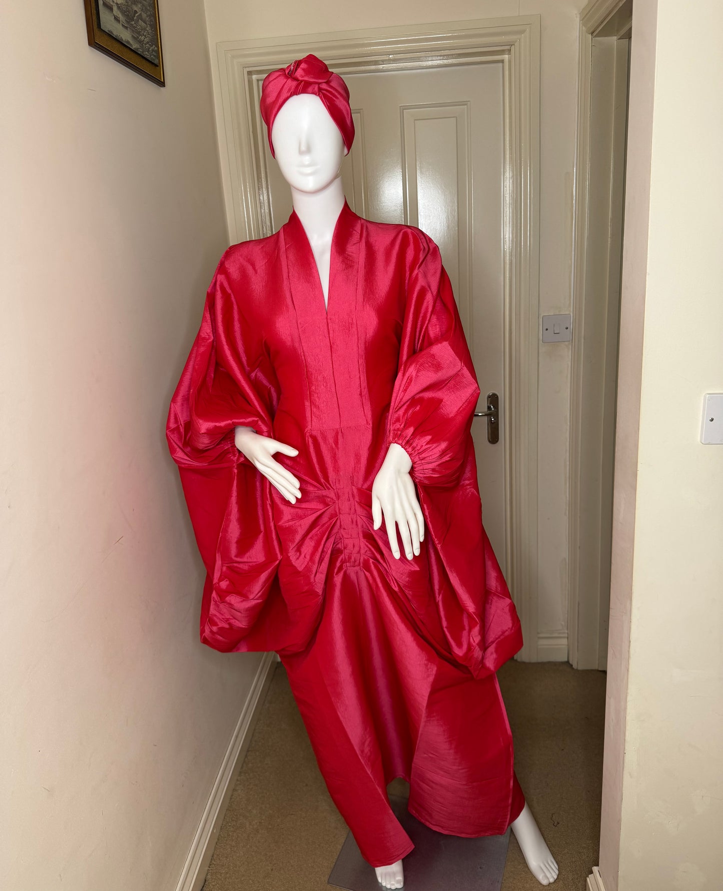 Amina Raw Silk Boubou Kaftan with Headwrap