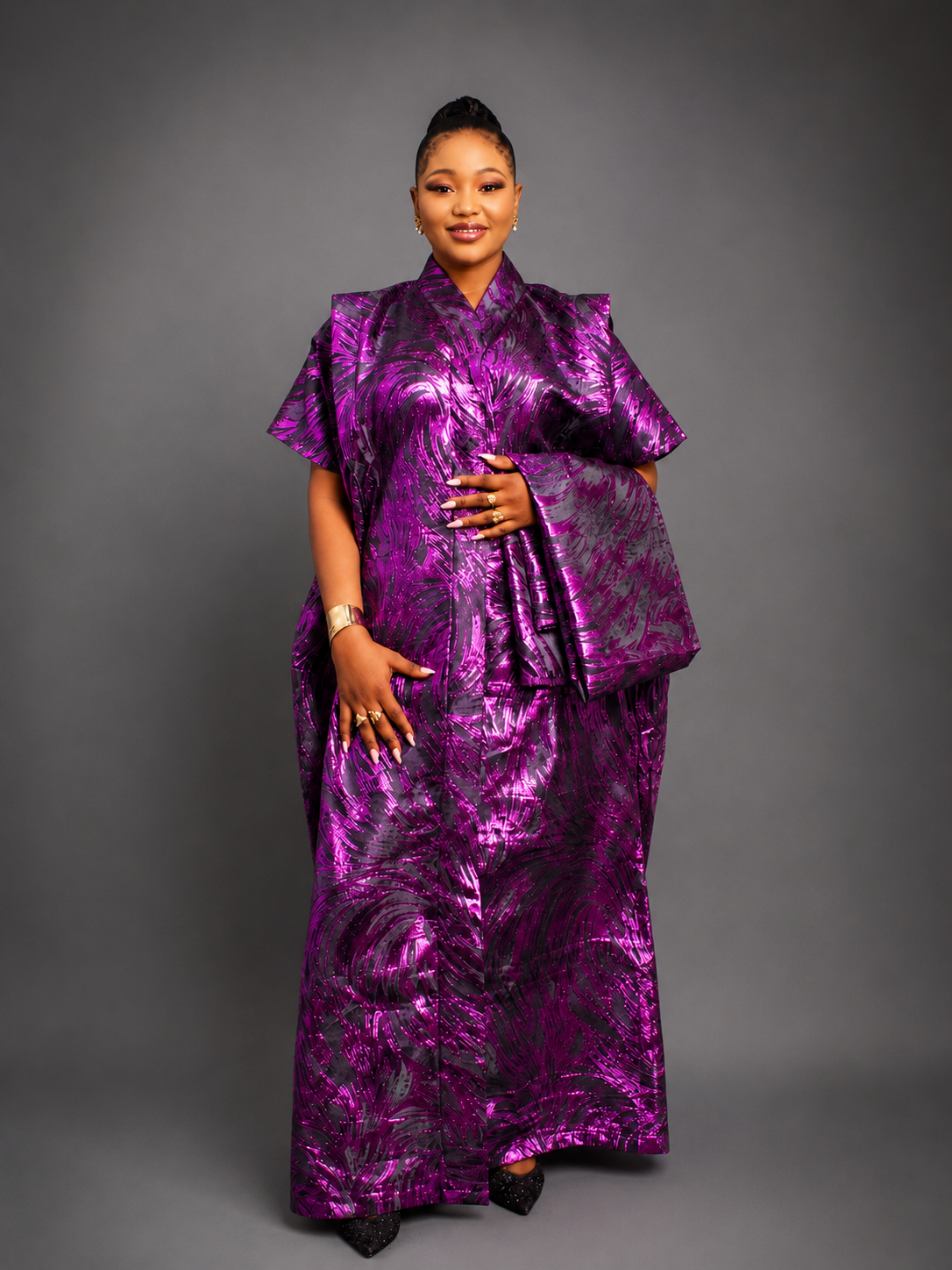 ZAHRA Metallic Boubou – Purple
