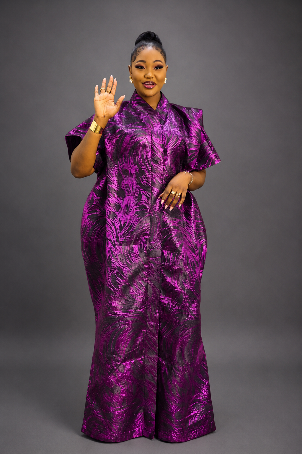 ZAHRA Metallic Boubou – Purple