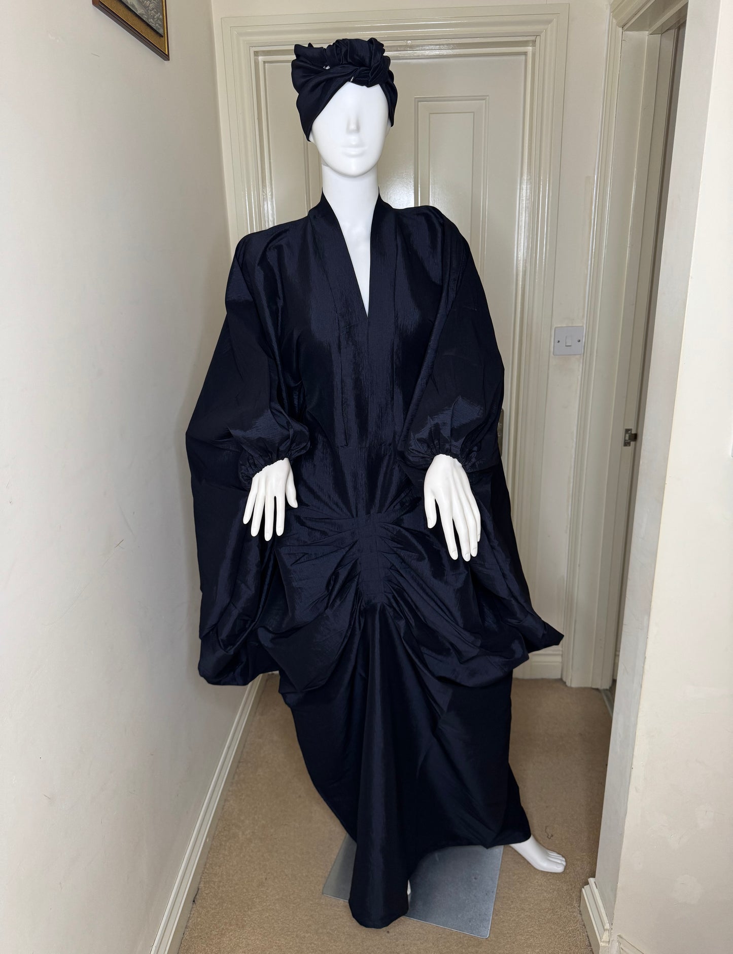 Amina Raw Silk Boubou Kaftan with Headwrap