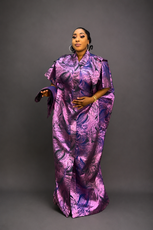 Robe Boubou Luxe Violet Métallisé