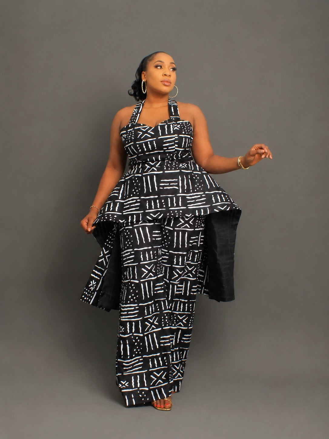 Zinhle Black & White Ankara 2-Piece Set