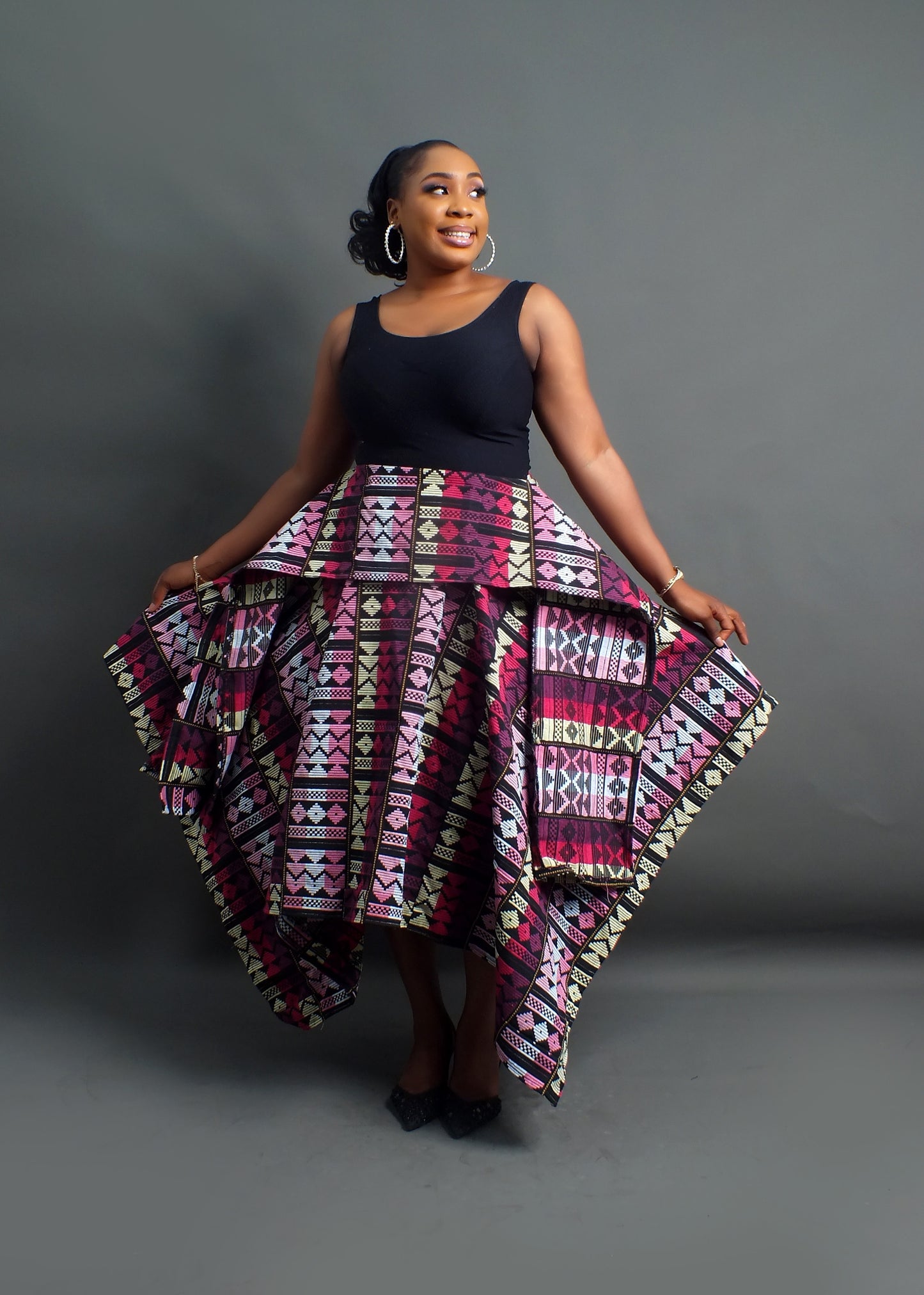 Ama Luxury Akwete High-Low Skirt