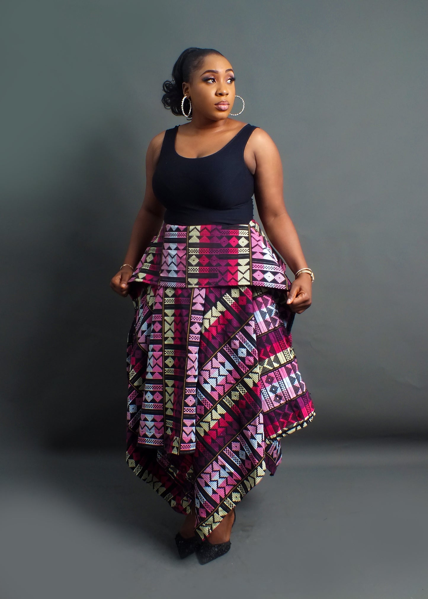 Ama Luxury Akwete High-Low Skirt