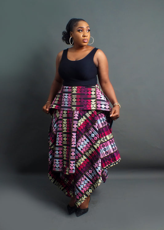 Ama Luxury Akwete High-Low Skirt