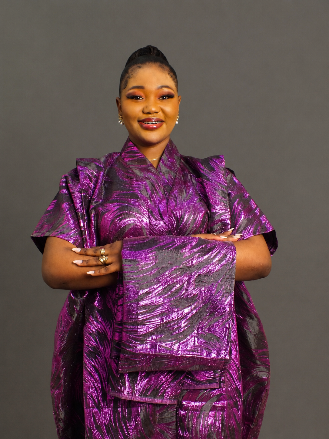 ZAHRA Metallic Boubou – Purple
