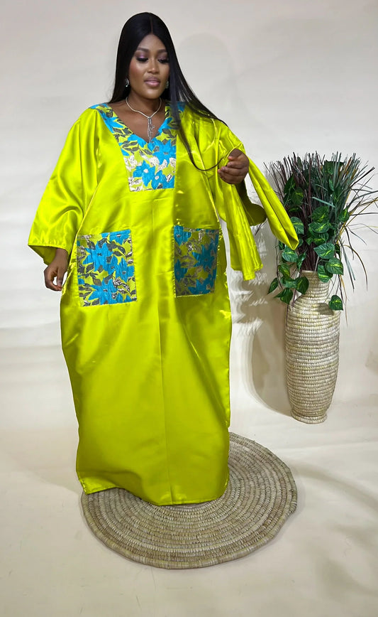 Liquid Mikado with Brocade boubou dress/kaftan dress/ kaftan/boubou/ owanbe kaftan/ Nigeria boubou gown/African kaftan dress/Africa dress
