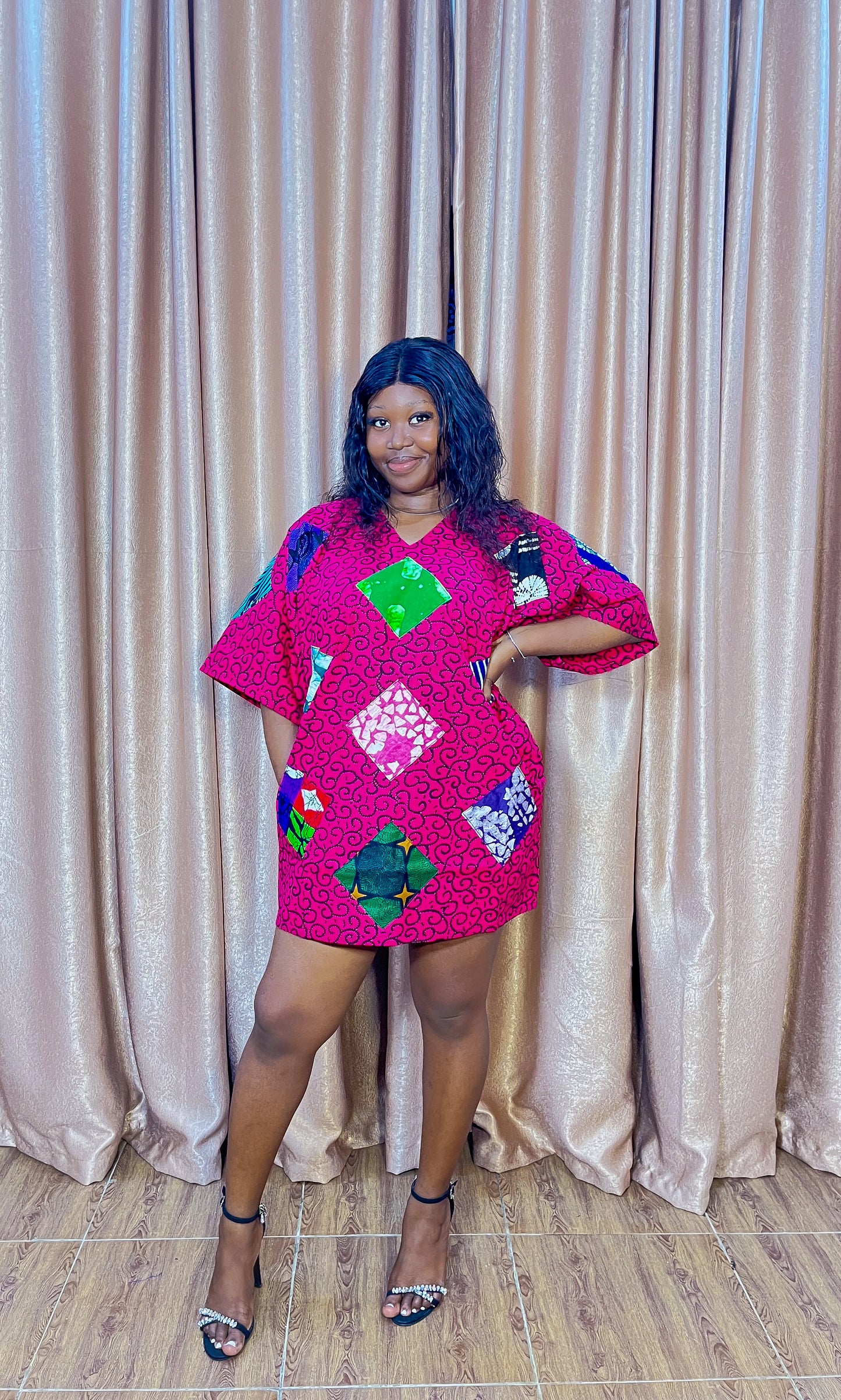 Morayo – Ankara Patchwork Mini Boubou Dress