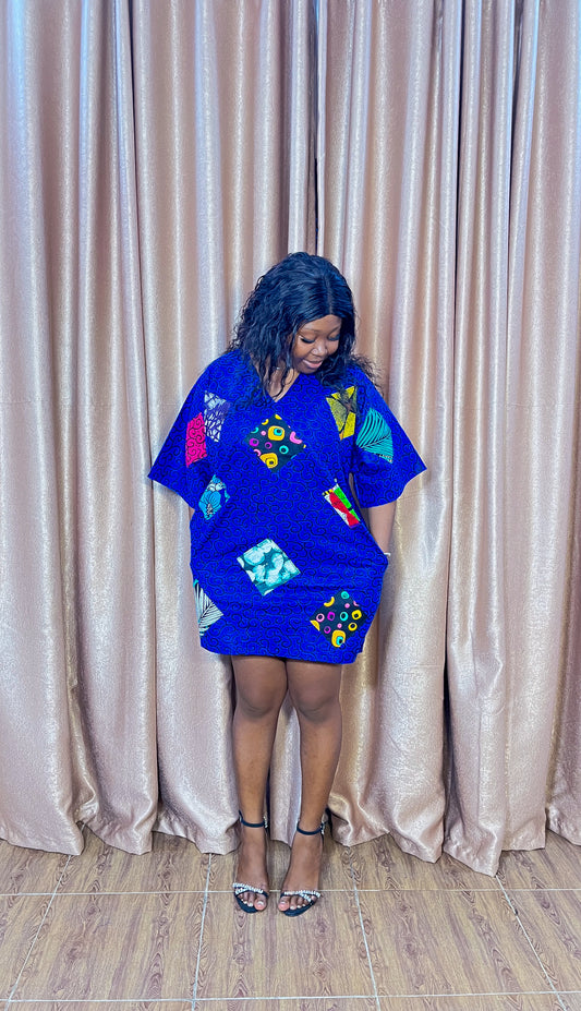 Morayo – Ankara Patchwork Mini Boubou Dress