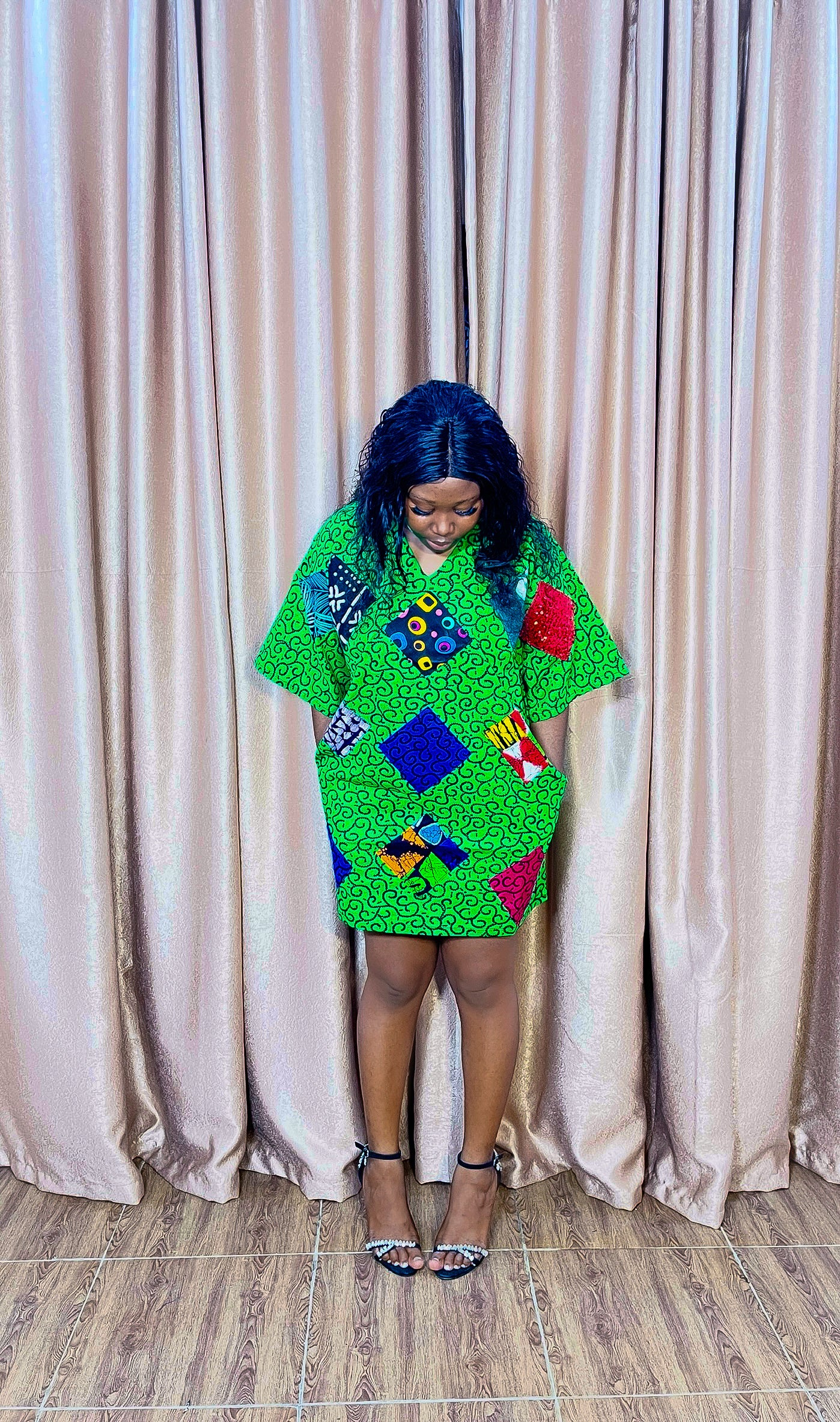 Morayo – Ankara Patchwork Mini Boubou Dress