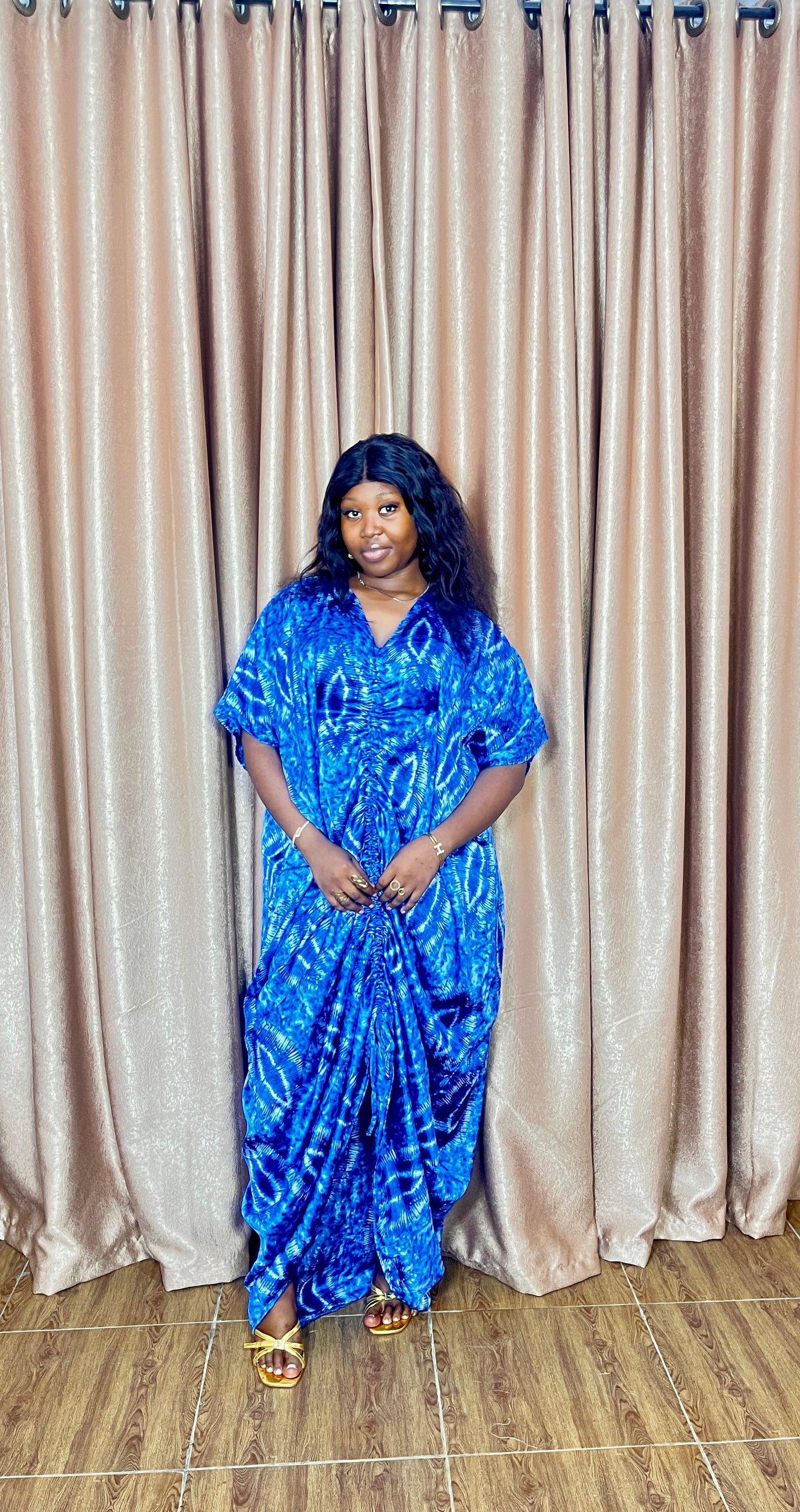 Imani Silk Bubu Dress – Blue 01 / Blue 02 (One Size UK 8–22)