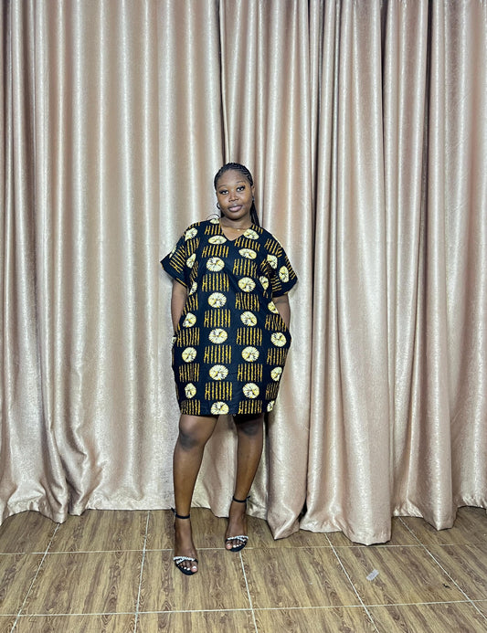 Omoni Ankara Cotton Pocket Dress