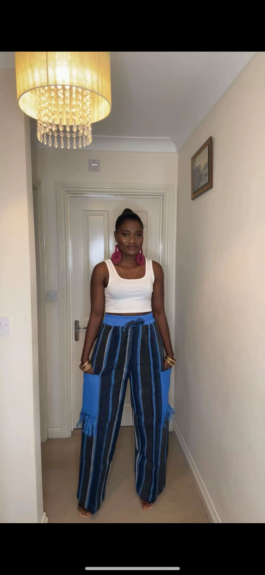 Adeola– Aso Oke Wide-Leg Trousers