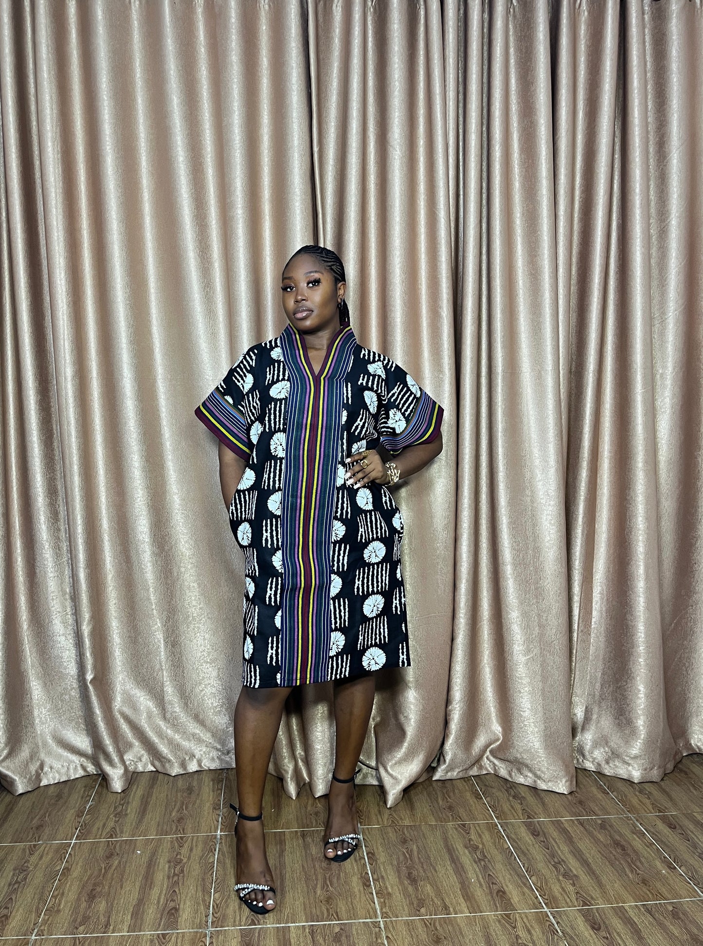 Laura Ankara & Aso Oke Kaftan Dress