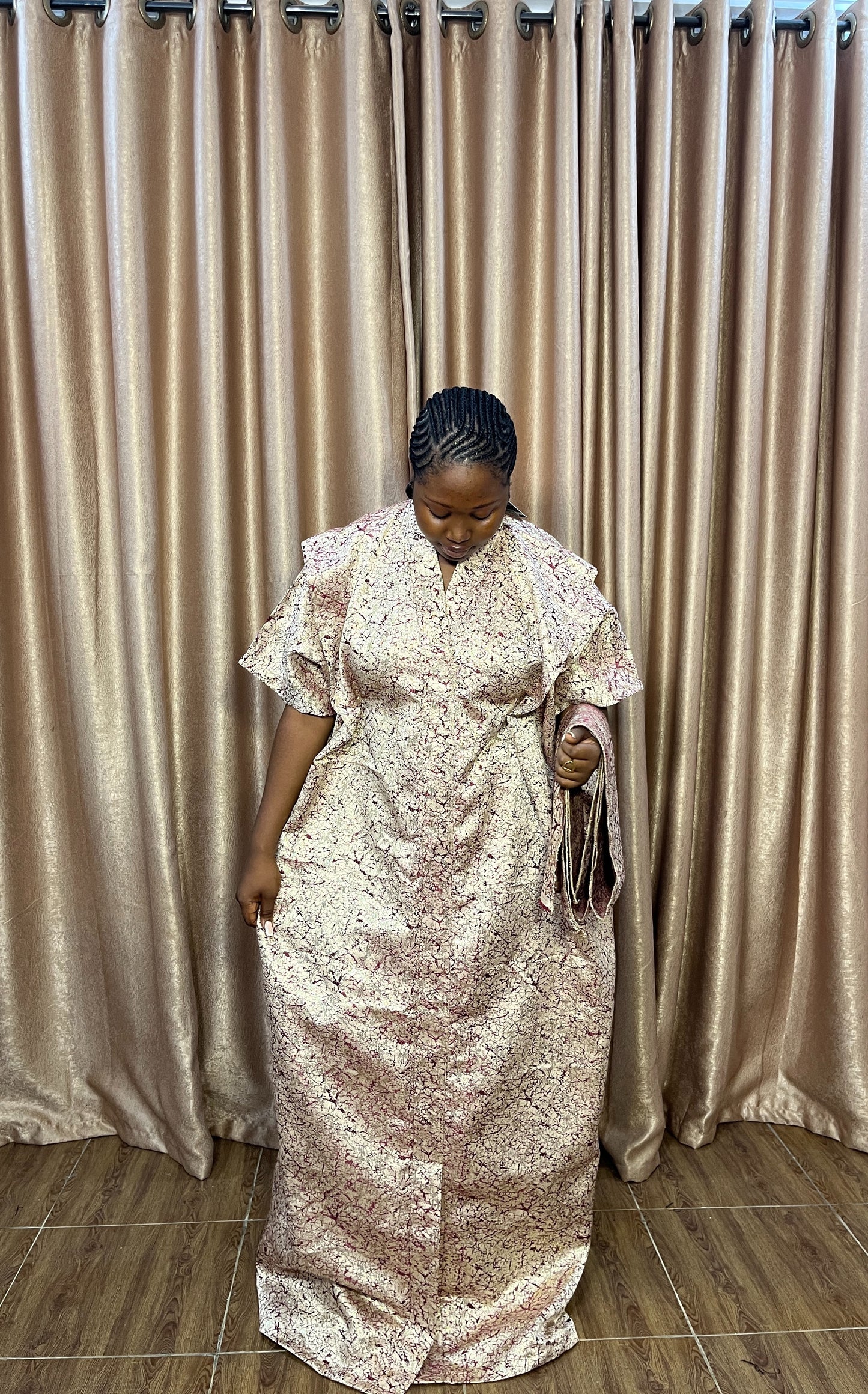 Adanna Brocade Boubou – Gold Mix, Wine Mix, Black Mix