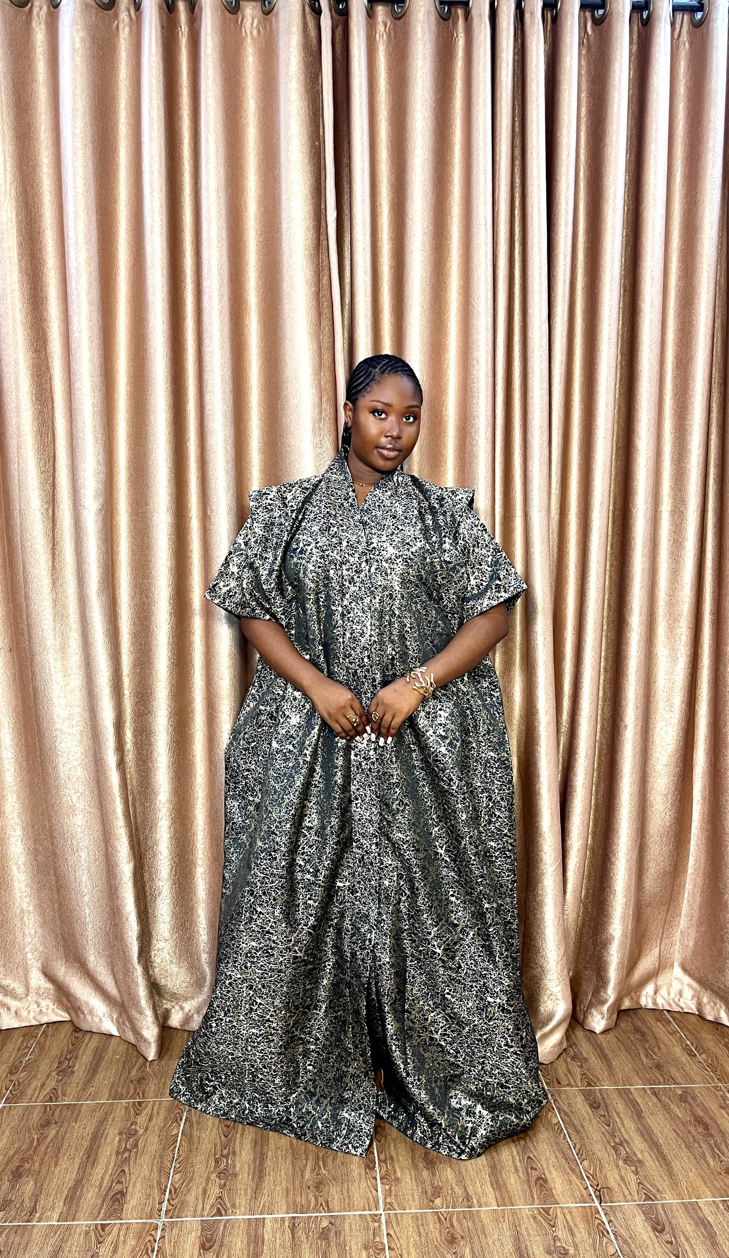 Adanna Brocade Boubou – Gold Mix, Wine Mix, Black Mix