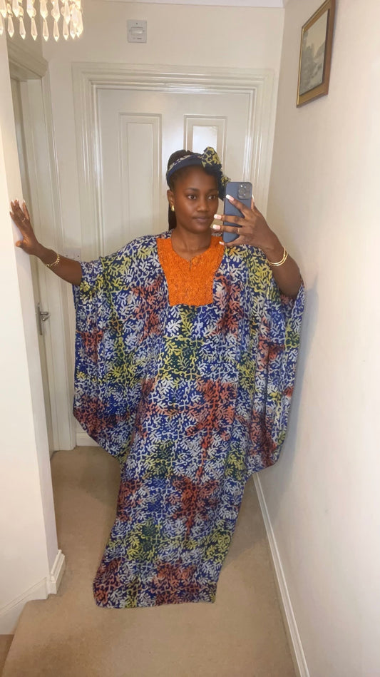 Asake – Adire Beaded Bubu Dress