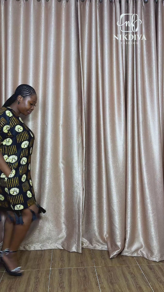 Omoni 100% Cotton Ankara Tassel Dress